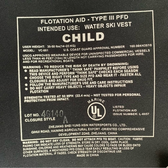 Ho Sports life vest jacket boys child 30-50 lb floatation water play swim - Picture 11 of 11